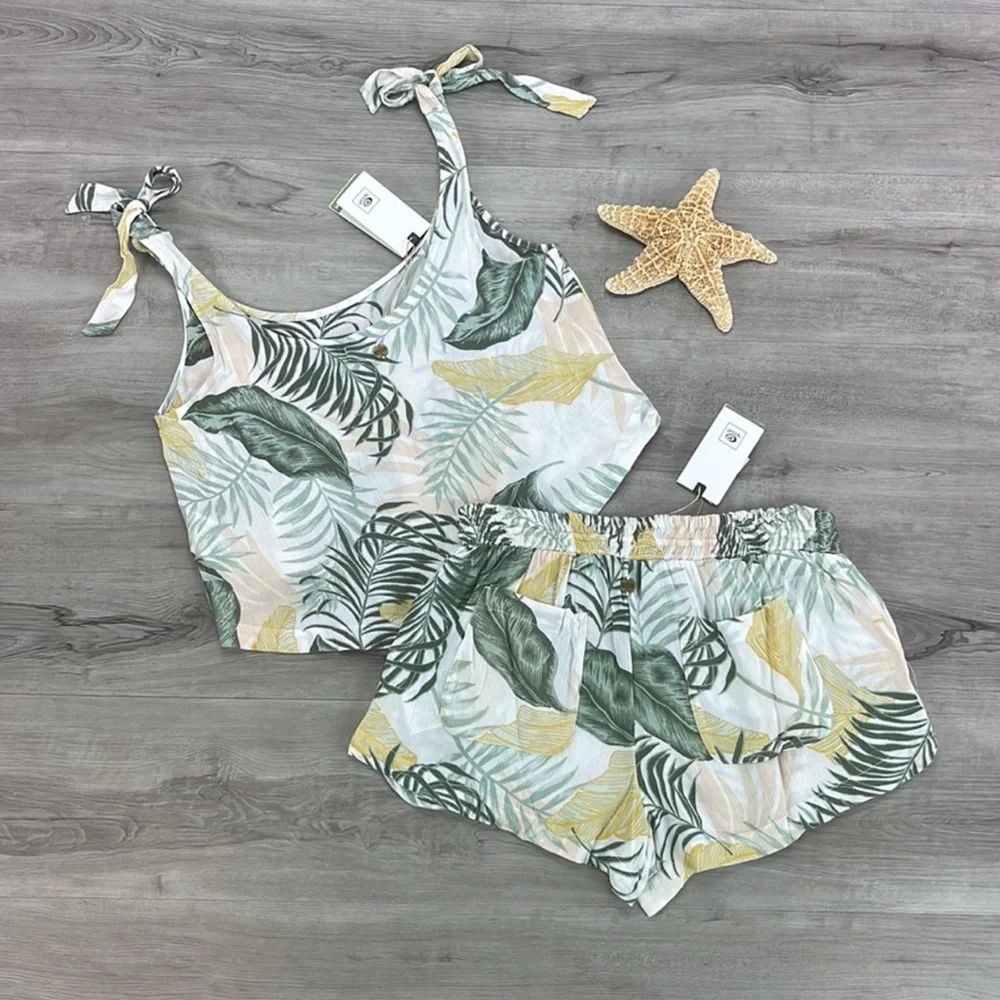 🔆RIP CURL🔆 COASTAL PALMS CAMI COASTAL PALM SHORT SET - Picture 14 of 16